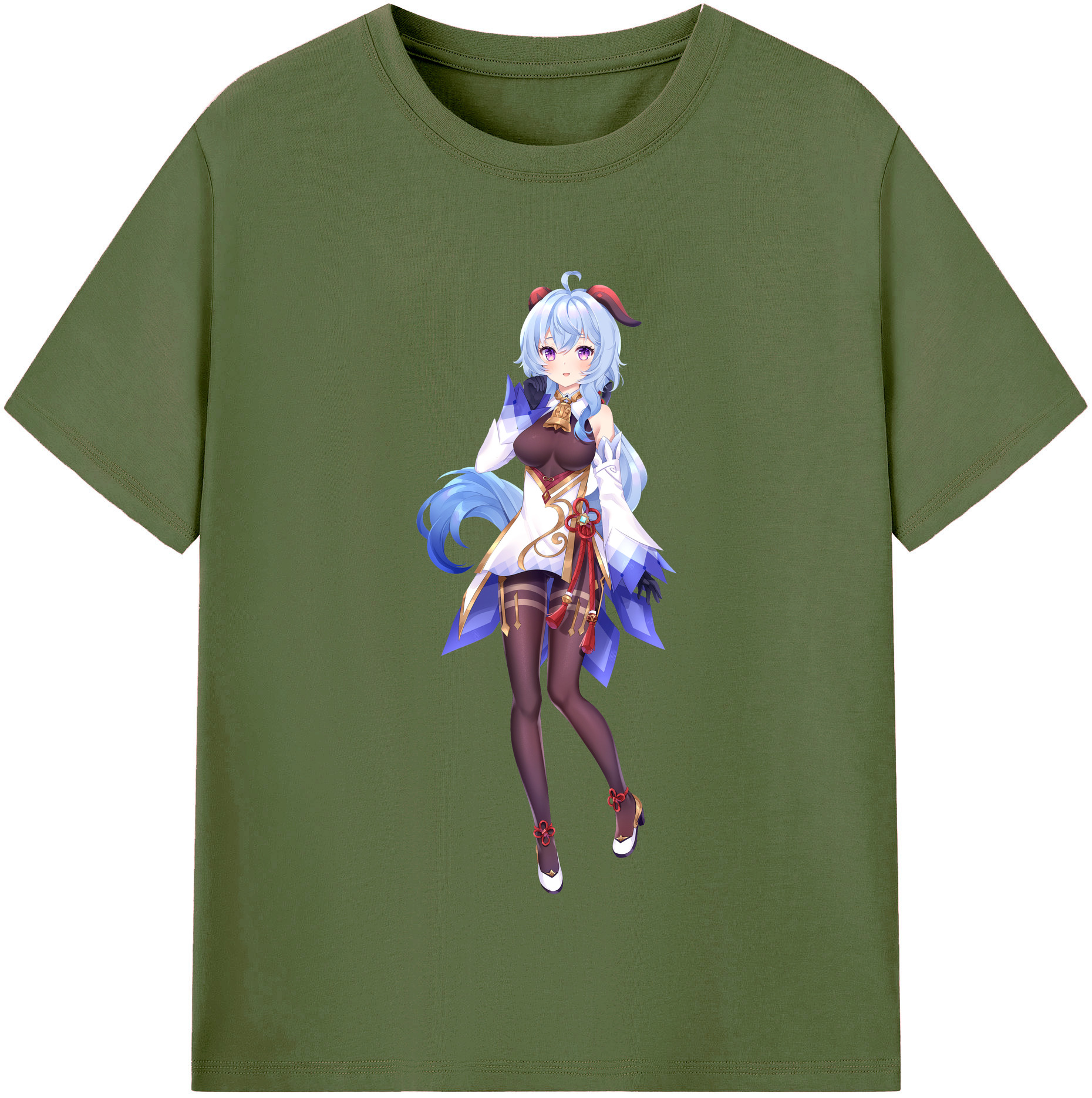げんし神 甘雨 かんう genshin Ganyu 綿100％半袖Tシャツ（フロントプリント）